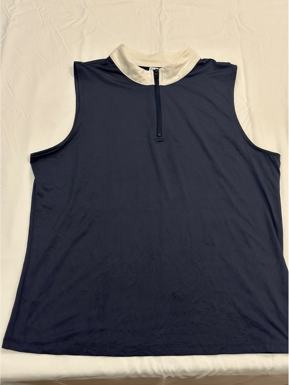 Tommy Bahama Golf Sleeveless Polo Shirt XL Navy Blue with White Collar